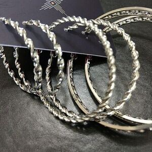 Dystrict LA silver tone twisted hoop earring set
